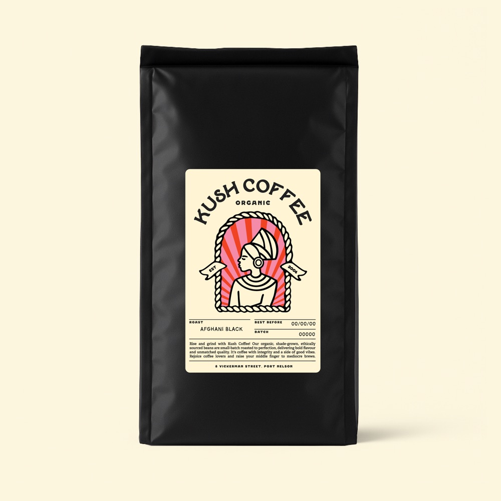 Kush Coffee organic bag, Afghani Black roast